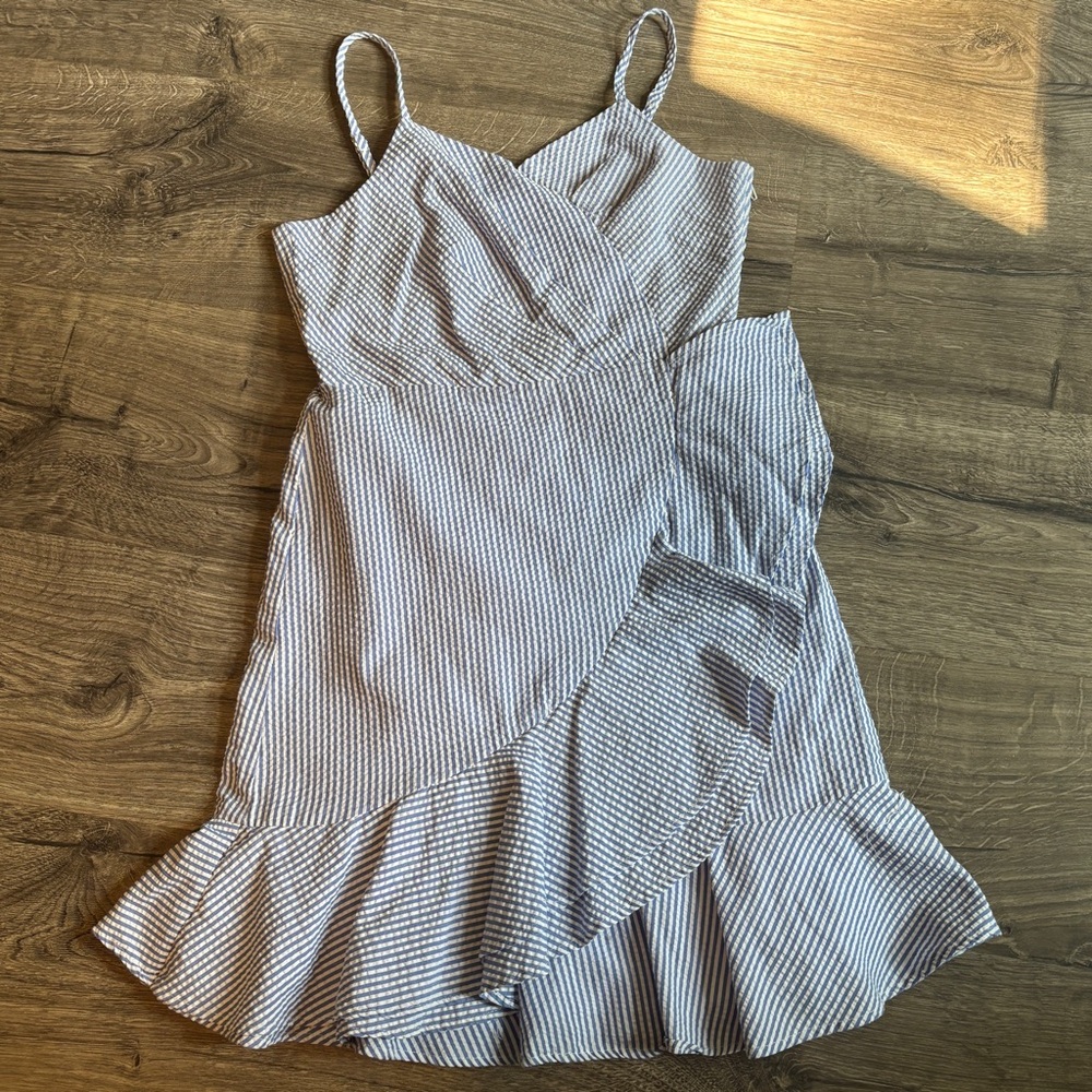 Rare Editions Blue and White Striped Dress